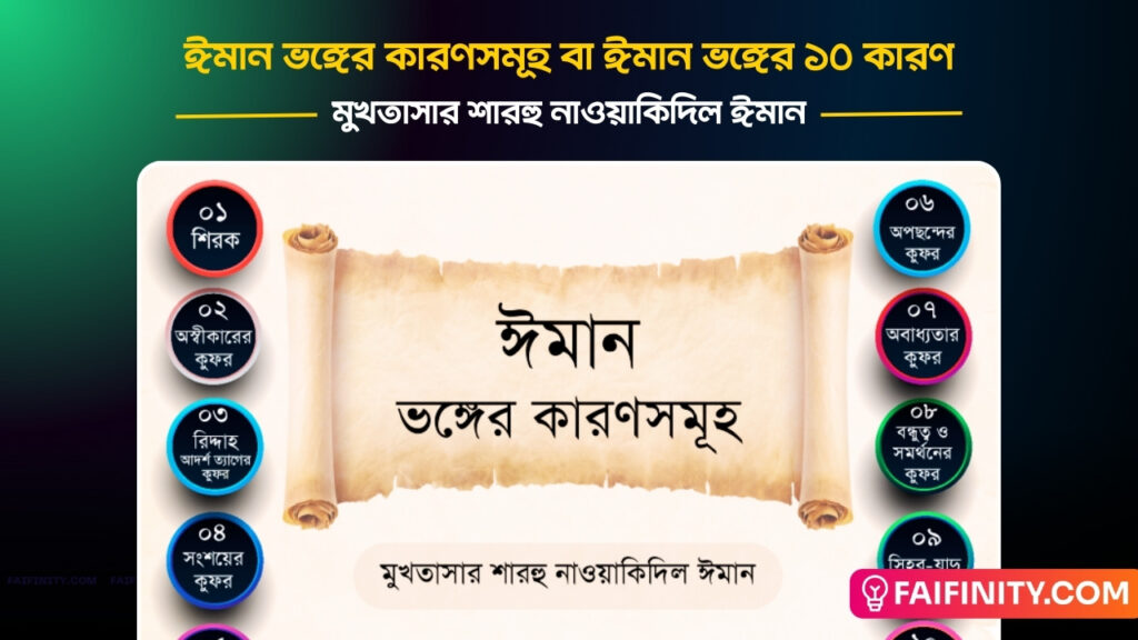 ঈমান ভঙ্গের কারণসমূহ বা ঈমান ভঙ্গের ১০ কারণ - মুখতাসার শারহু নাওয়াকিদিল ঈমান